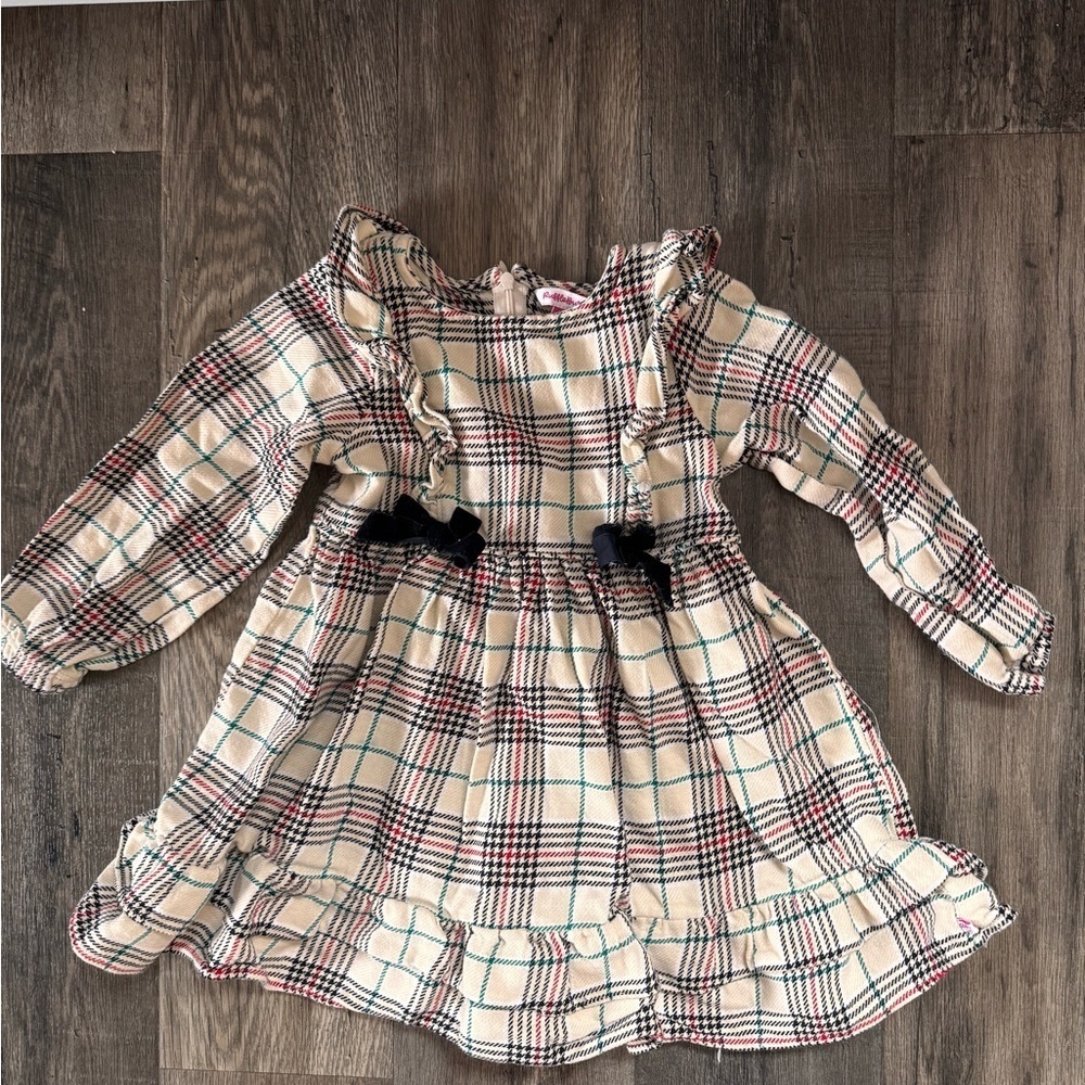 Ruffle Butts Plaid Dress with Black Accents